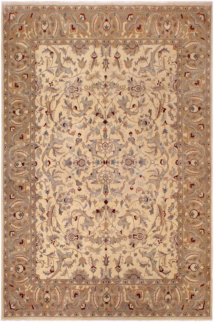 handmade Traditional  Beige Lt. Brown Hand Knotted RECTANGLE 100% WOOL area rug 9'X12'