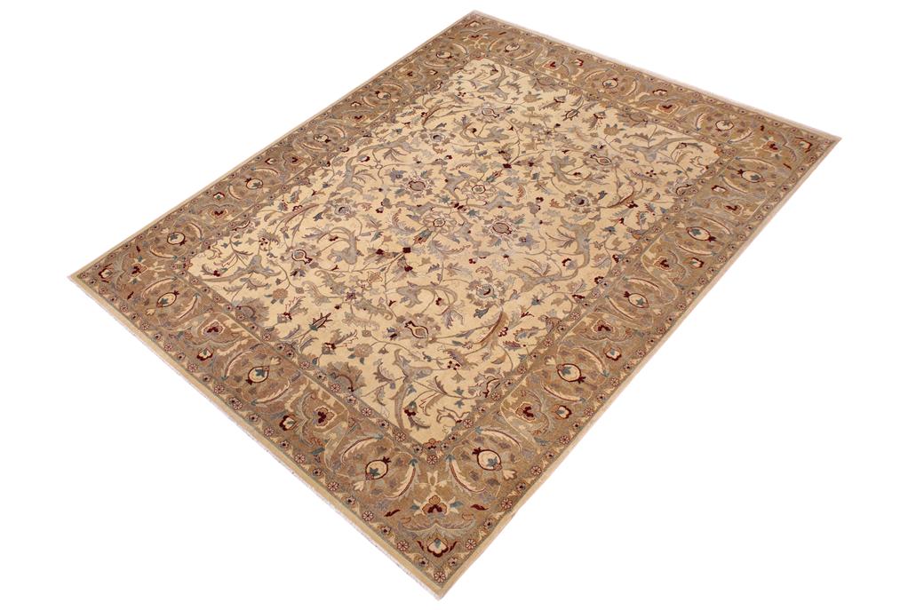 handmade Traditional  Beige Lt. Brown Hand Knotted RECTANGLE 100% WOOL area rug 9'X12'
