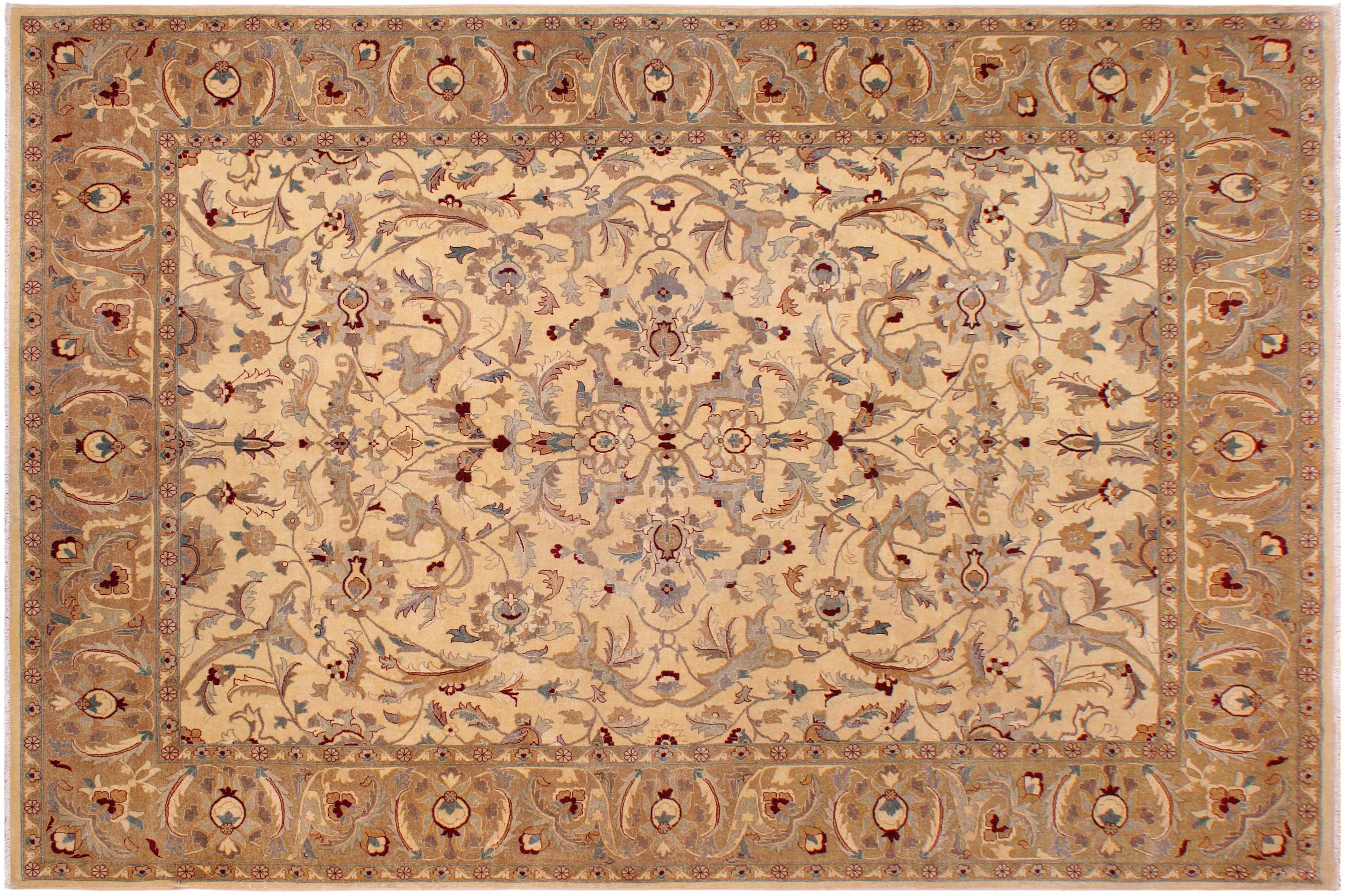handmade Traditional  Beige Lt. Brown Hand Knotted RECTANGLE 100% WOOL area rug 9' x 12'