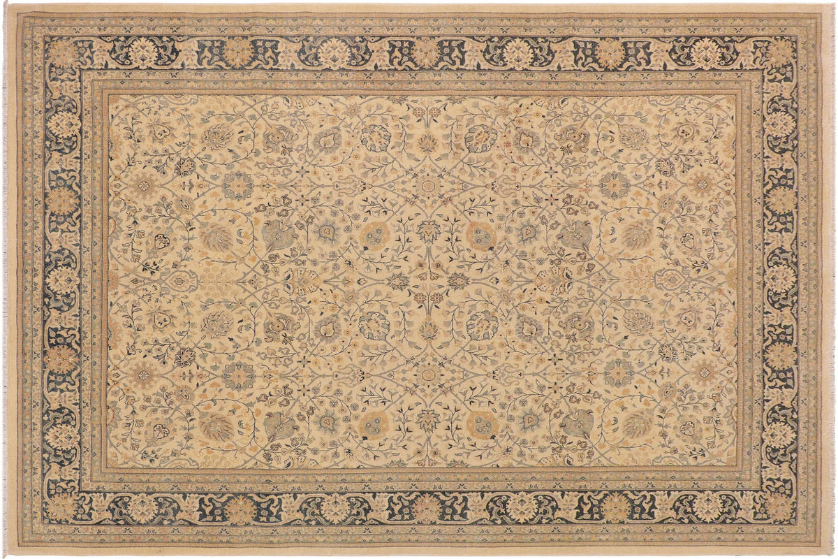 handmade Traditional Kafkaz Beige Blue Hand Knotted RECTANGLE 100% WOOL area rug 9x12