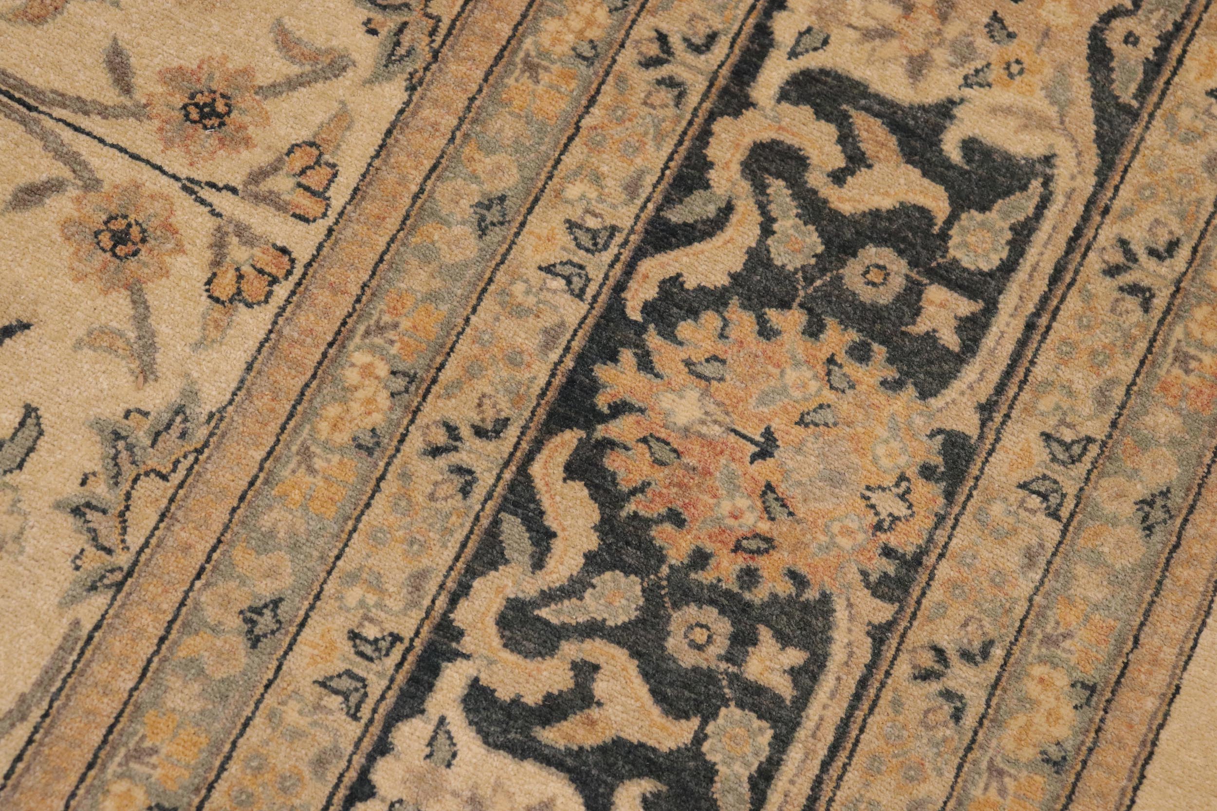 handmade Traditional Kafkaz Beige Blue Hand Knotted RECTANGLE 100% WOOL area rug 9x12