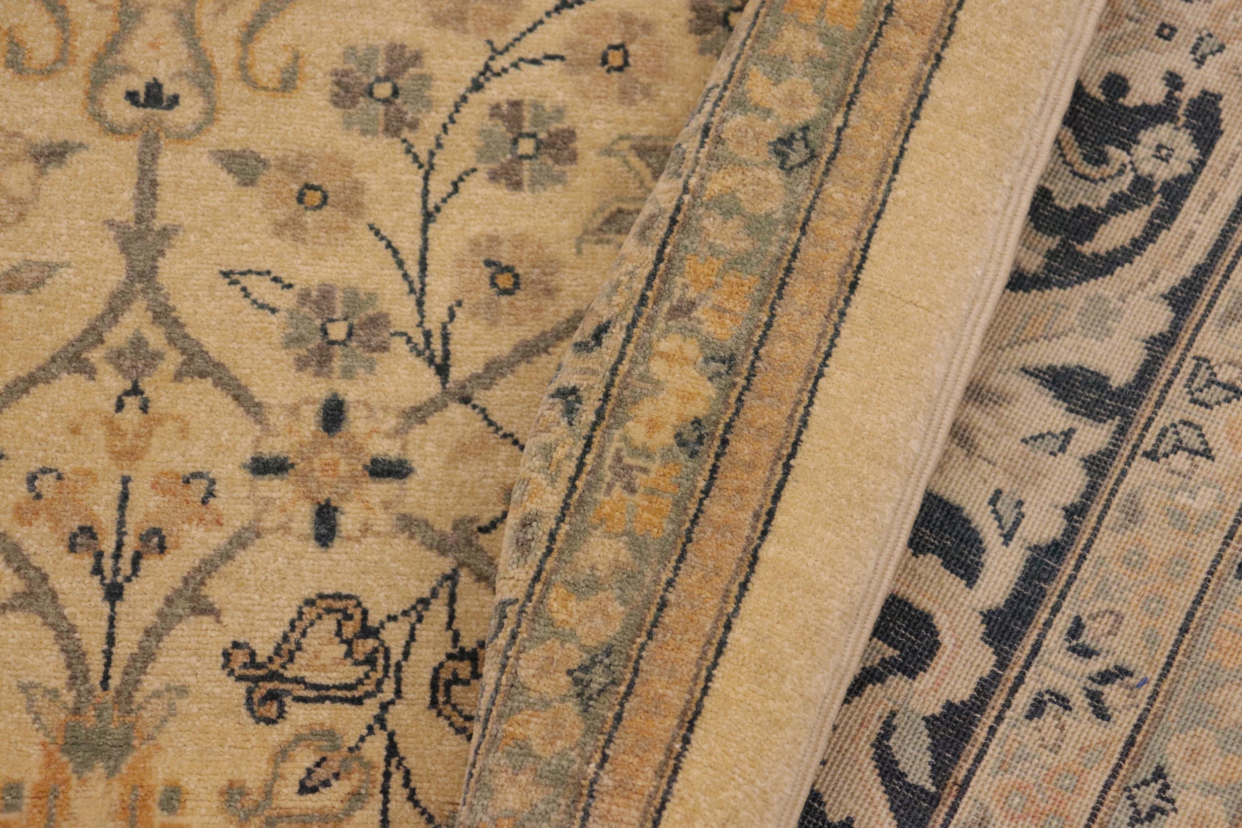 handmade Traditional Kafkaz Beige Blue Hand Knotted RECTANGLE 100% WOOL area rug 9x12