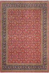 handmade Transitional Design Red Teal Hand Knotted RECTANGLE 100% WOOL area rug 9'X12'