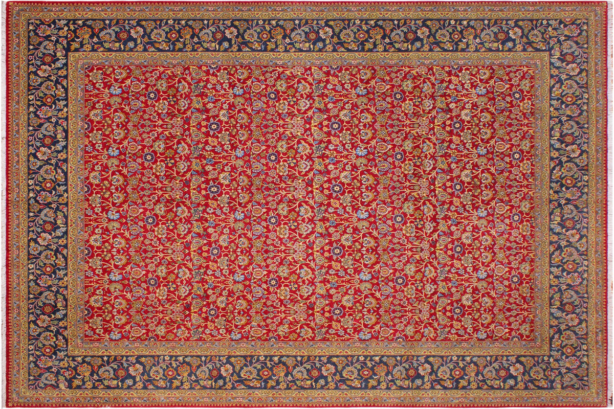 handmade Transitional Design Red Teal Hand Knotted RECTANGLE 100% WOOL area rug 9' x 12'