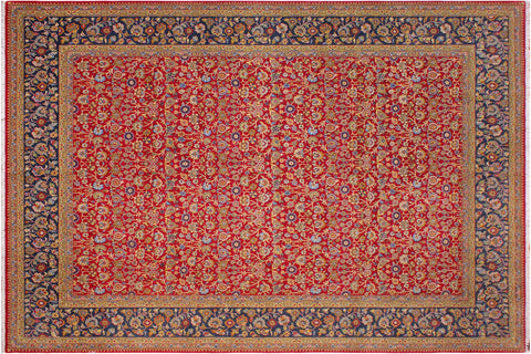 handmade Transitional Design Red Teal Hand Knotted RECTANGLE 100% WOOL area rug 9' x 12'