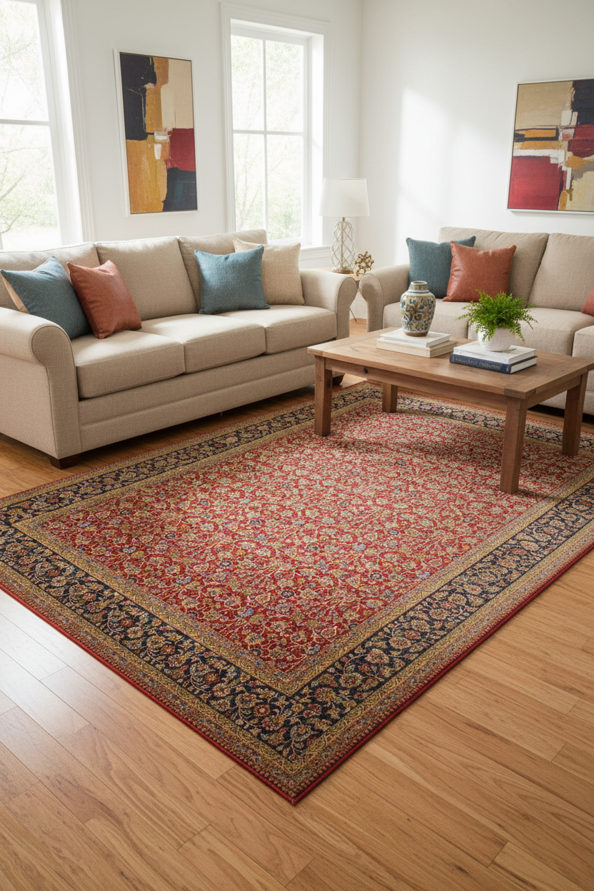 handmade Transitional Design Red Teal Hand Knotted RECTANGLE 100% WOOL area rug 9'X12'