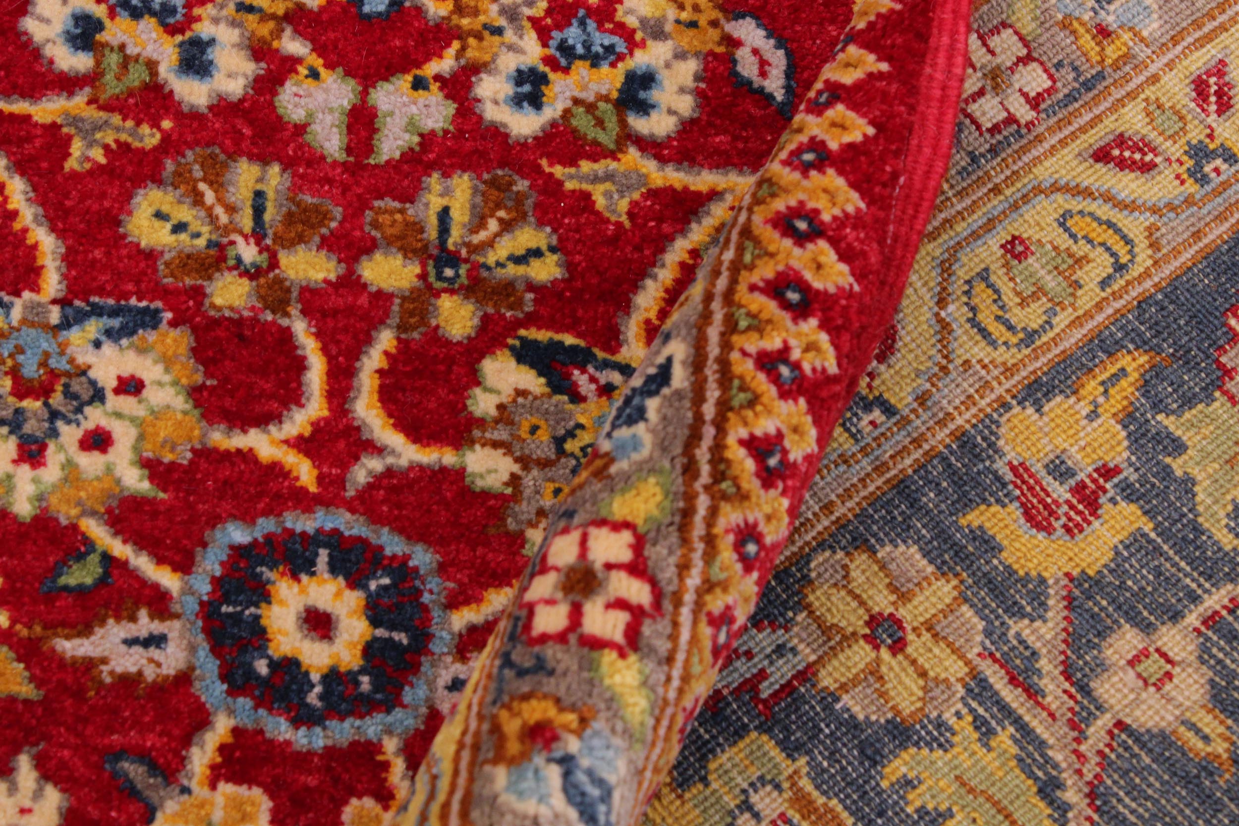 handmade Transitional Design Red Teal Hand Knotted RECTANGLE 100% WOOL area rug 9' x 12'