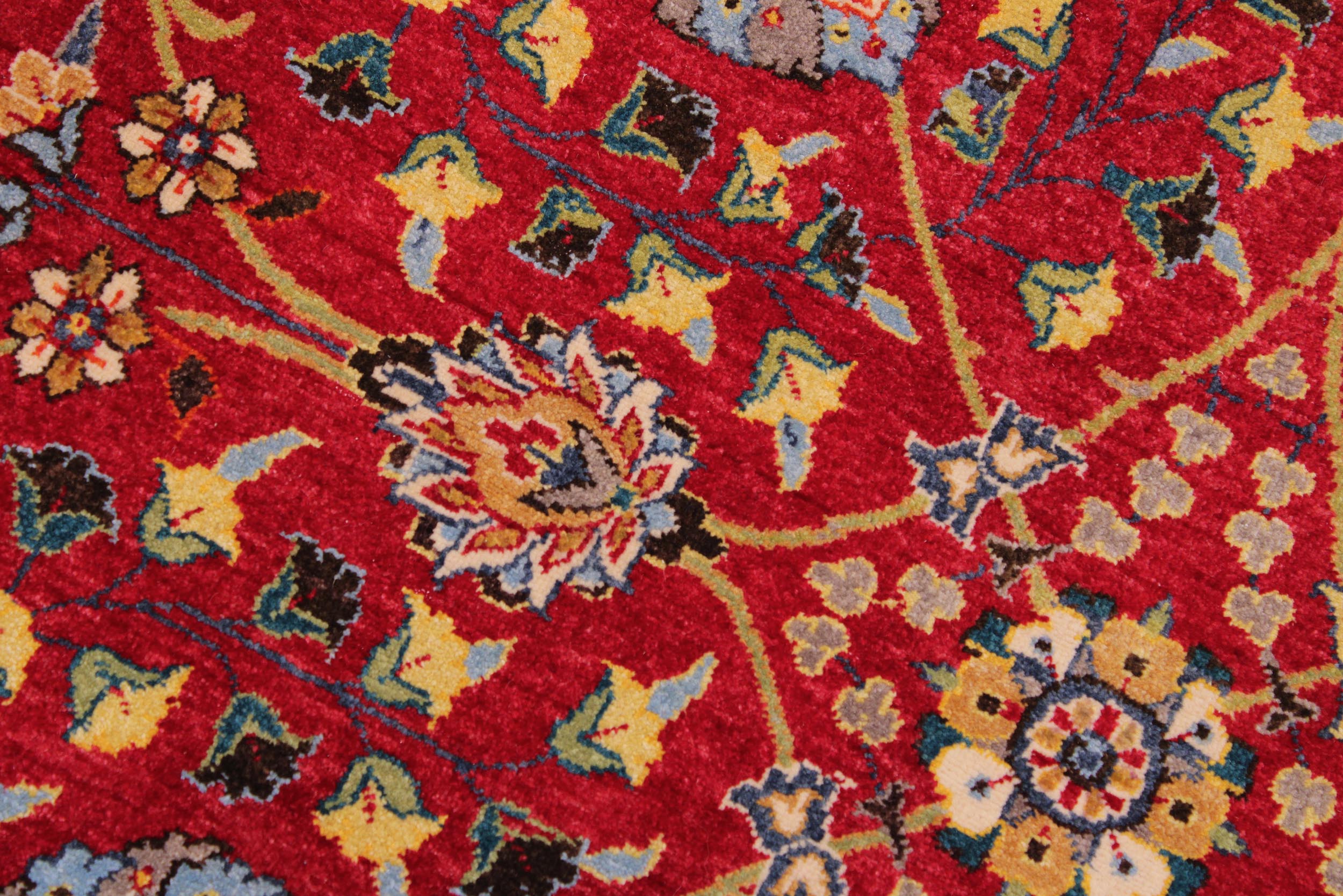 handmade Transitional  Red Teal Blue Hand Knotted RECTANGLE 100% WOOL area rug 9' x 12'