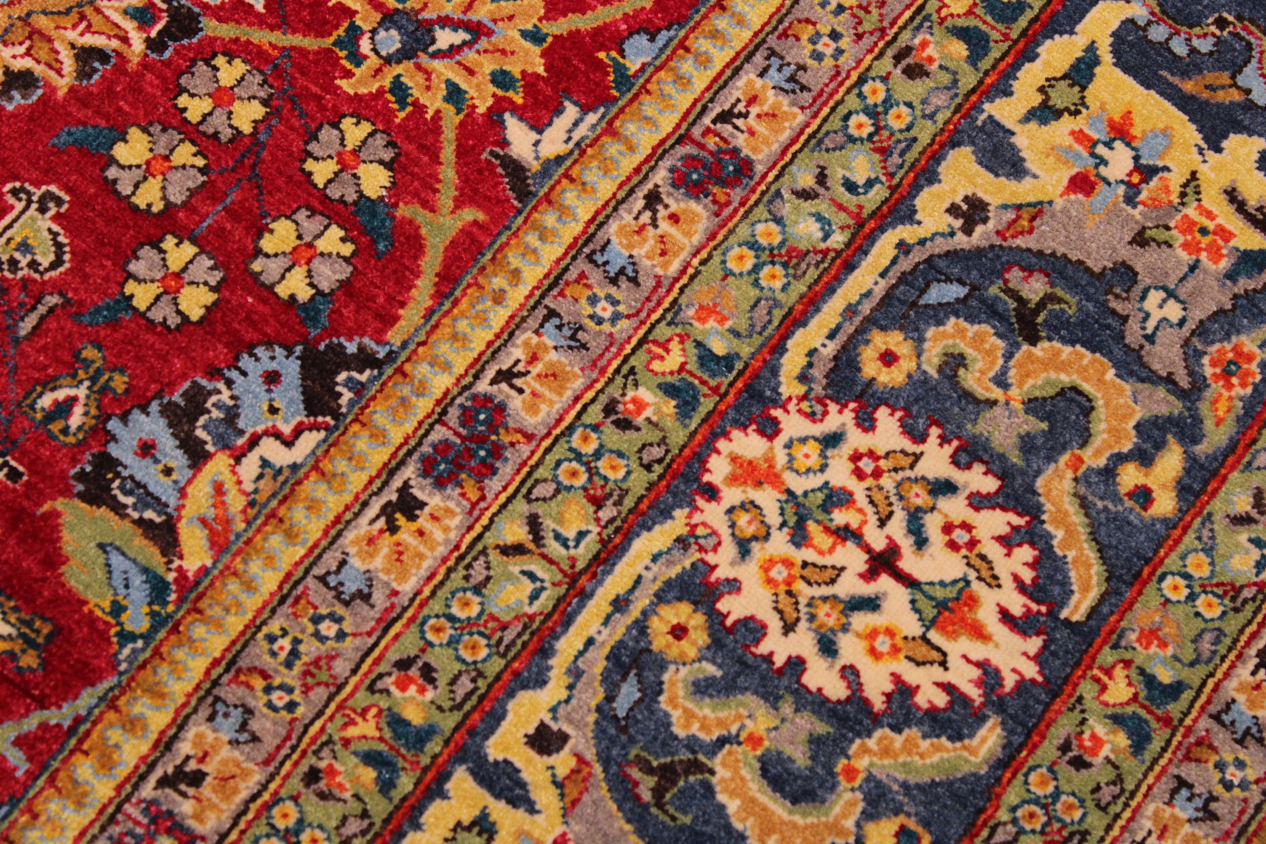 handmade Transitional  Red Teal Blue Hand Knotted RECTANGLE 100% WOOL area rug 9' x 12'