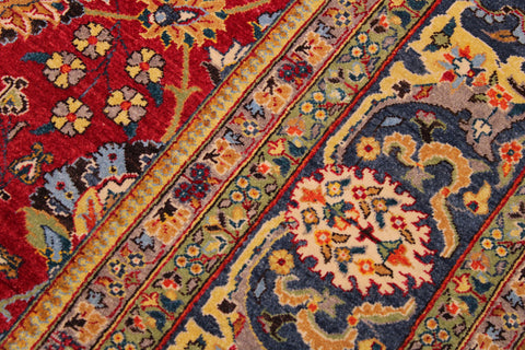 handmade Transitional  Red Teal Blue Hand Knotted RECTANGLE 100% WOOL area rug 9' x 12'