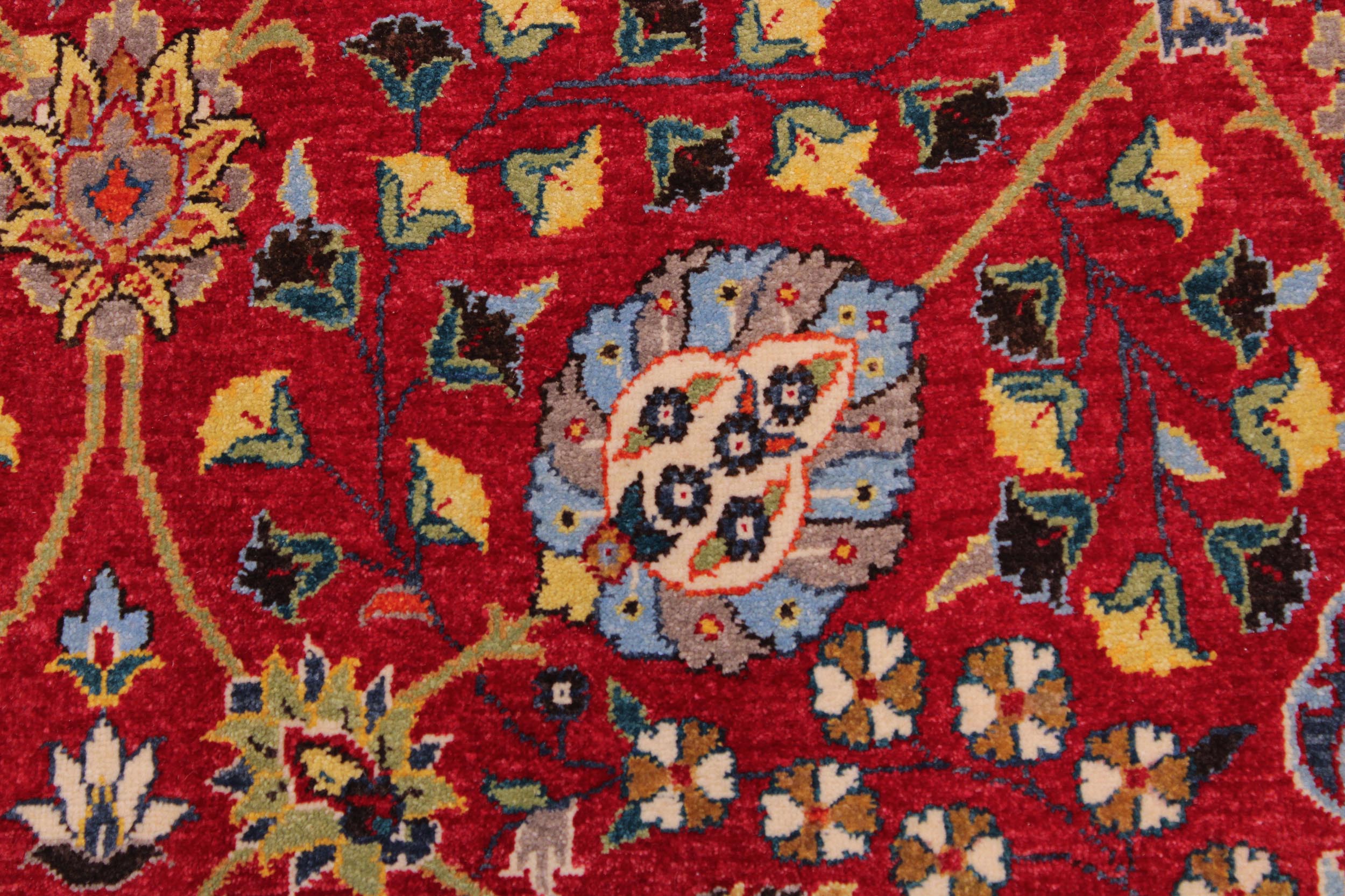handmade Transitional  Red Teal Blue Hand Knotted RECTANGLE 100% WOOL area rug 9' x 12'