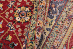 handmade Traditional  Red Teal Blue Hand Knotted RECTANGLE 100% WOOL area rug 9'X12'