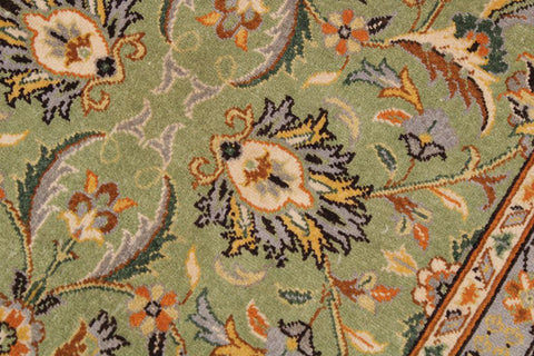 handmade Transitional  Green Lt. Gold Hand Knotted RECTANGLE 100% WOOL area rug 9'X12'