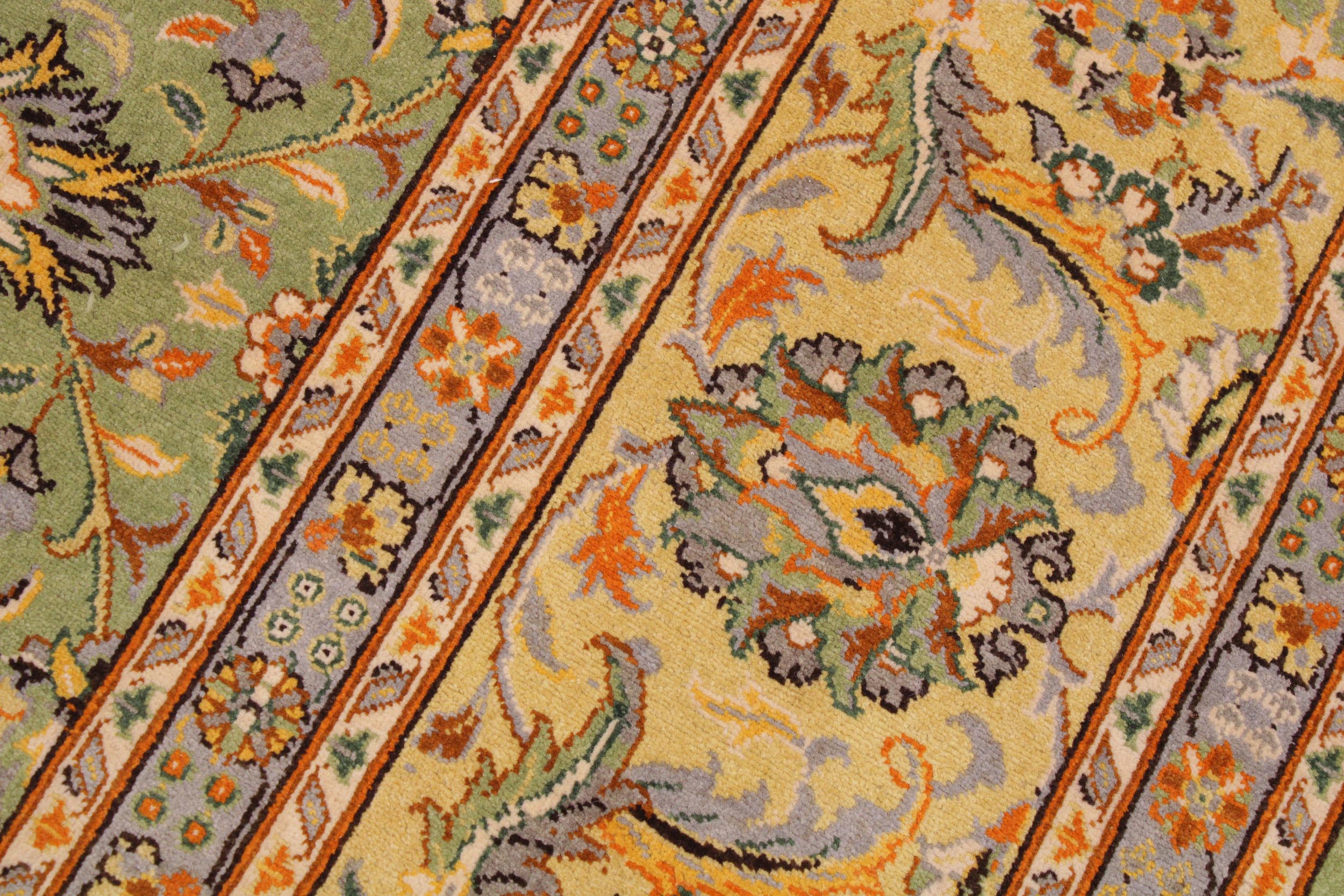 handmade Transitional  Green Lt. Gold Hand Knotted RECTANGLE 100% WOOL area rug 9' x 12'