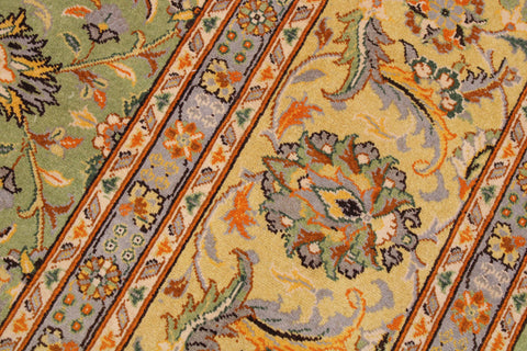 handmade Transitional  Green Lt. Gold Hand Knotted RECTANGLE 100% WOOL area rug 9' x 12'