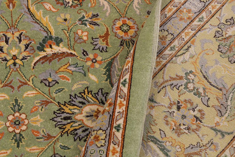 handmade Transitional  Green Lt. Gold Hand Knotted RECTANGLE 100% WOOL area rug 9'X12'