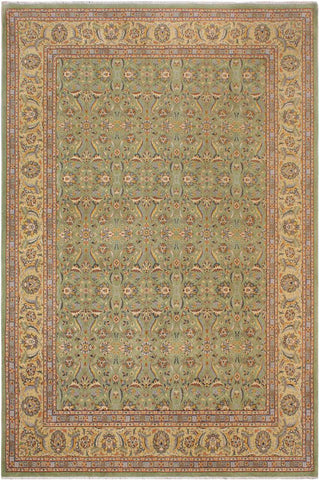 handmade Transitional  Green Lt. Gold Hand Knotted RECTANGLE 100% WOOL area rug 9'X12'