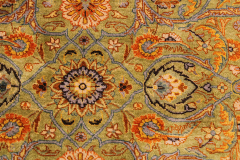 handmade Transitional  Lt. Green Gold Hand Knotted RECTANGLE 100% WOOL area rug 9' x 12'