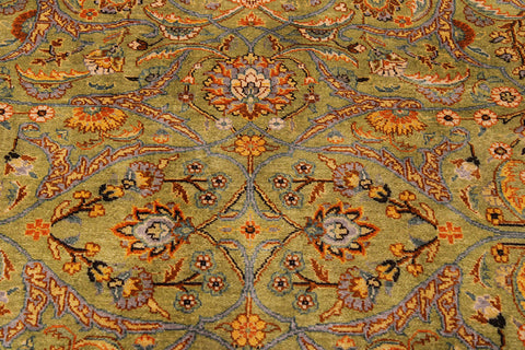 handmade Transitional  Lt. Green Gold Hand Knotted RECTANGLE 100% WOOL area rug 9' x 12'