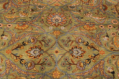 handmade Traditional  Lt. Green Gold Hand Knotted RECTANGLE 100% WOOL area rug 9'X12'