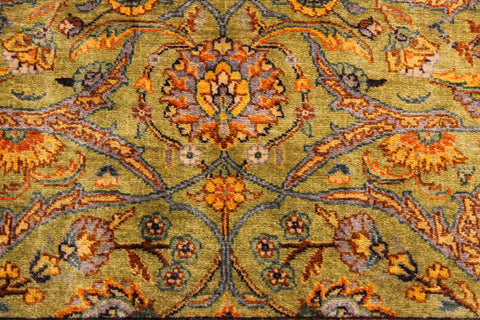 handmade Transitional  Lt. Green Gold Hand Knotted RECTANGLE 100% WOOL area rug 9' x 12'