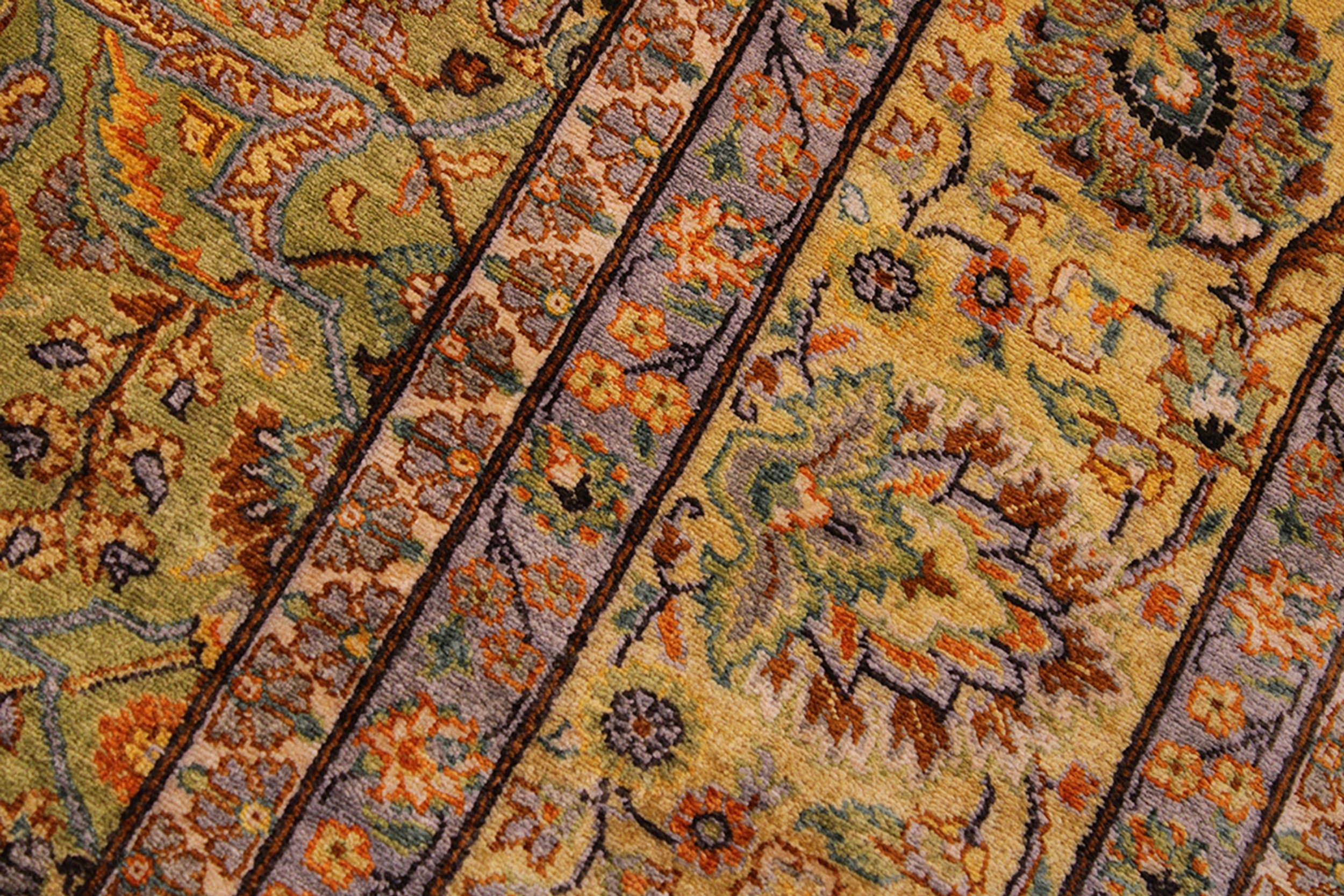 handmade Transitional  Lt. Green Gold Hand Knotted RECTANGLE 100% WOOL area rug 9' x 12'