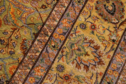 handmade Transitional  Lt. Green Gold Hand Knotted RECTANGLE 100% WOOL area rug 9' x 12'