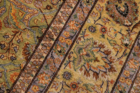 handmade Traditional  Lt. Green Gold Hand Knotted RECTANGLE 100% WOOL area rug 9'X12'