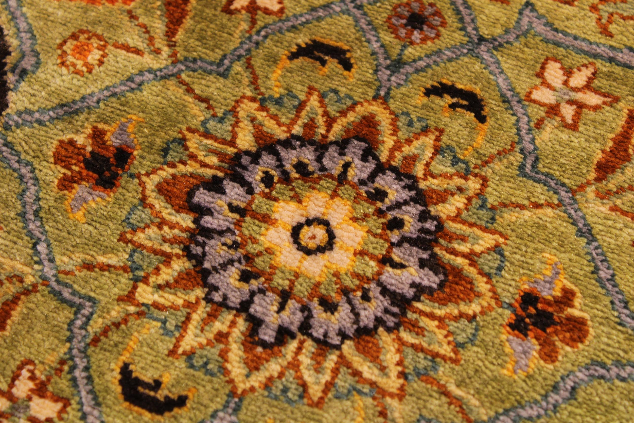 handmade Transitional  Lt. Green Gold Hand Knotted RECTANGLE 100% WOOL area rug 9' x 12'