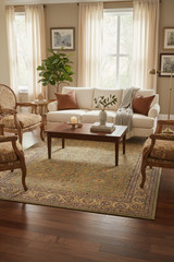 handmade Traditional  Lt. Green Gold Hand Knotted RECTANGLE 100% WOOL area rug 9'X12'