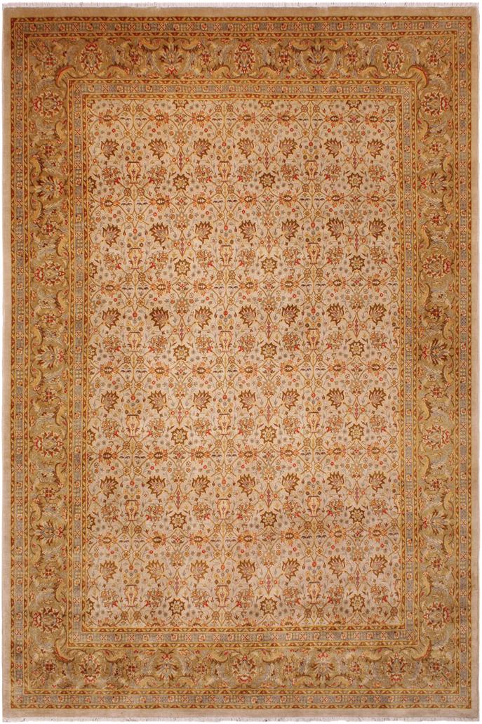 handmade Traditional Design Lt. Gray Gold Hand Knotted RECTANGLE 100% WOOL area rug 9'X12'
