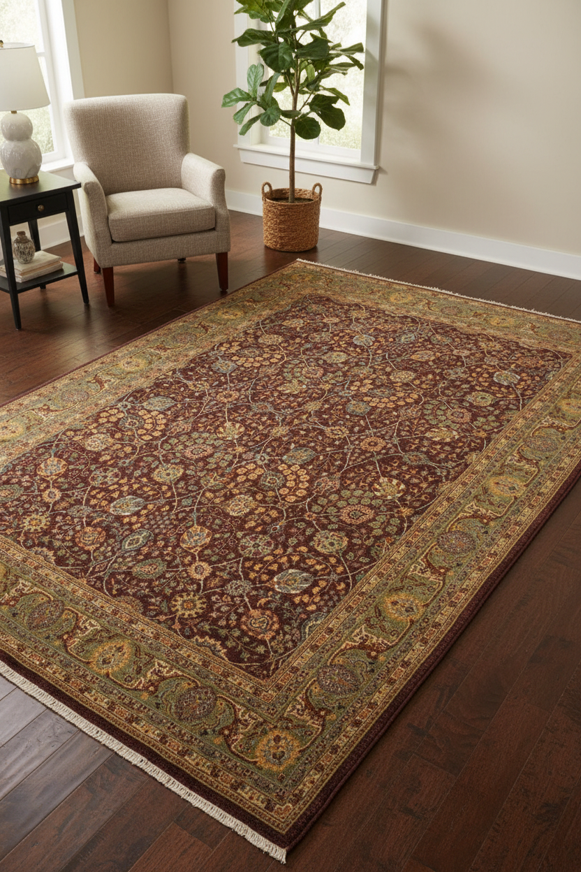 handmade Traditional Design Brown Lt. Green Hand Knotted RECTANGLE 100% WOOL area rug 9'X12'
