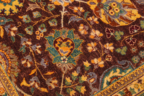 handmade Traditional Design Brown Lt. Green Hand Knotted RECTANGLE 100% WOOL area rug 9' x 12'
