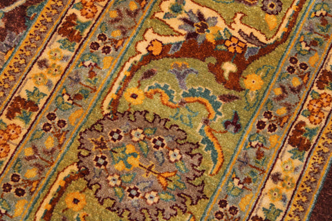 handmade Traditional Design Brown Lt. Green Hand Knotted RECTANGLE 100% WOOL area rug 9' x 12'