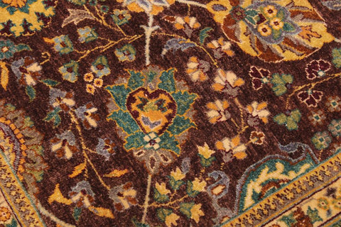 handmade Traditional Design Brown Lt. Green Hand Knotted RECTANGLE 100% WOOL area rug 9'X12'