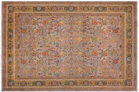handmade Traditional Design Gray Gray Hand Knotted RECTANGLE 100% WOOL area rug 9' x 12'