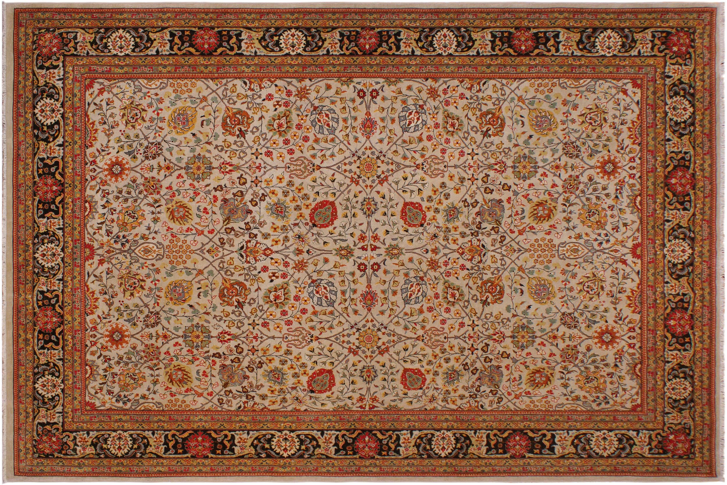 handmade Traditional Design Tan Brown Hand Knotted RECTANGLE 100% WOOL area rug 9' x 12'