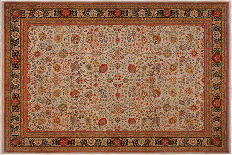 handmade Traditional Design Tan Brown Hand Knotted RECTANGLE 100% WOOL area rug 9' x 12'