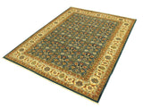 handmade Traditional Design Teal Blue Ivory Hand Knotted RECTANGLE 100% WOOL area rug 9x12