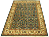 handmade Traditional Design Teal Blue Ivory Hand Knotted RECTANGLE 100% WOOL area rug 9x12
