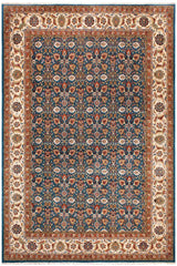 handmade Traditional Design Teal Blue Ivory Hand Knotted RECTANGLE 100% WOOL area rug 9'X12'