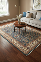 handmade Traditional Design Teal Blue Ivory Hand Knotted RECTANGLE 100% WOOL area rug 9'X12'