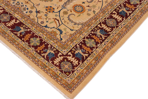 handmade Traditional Kafkaz Beige Wine Red Hand Knotted RECTANGLE 100% WOOL area rug 9x11