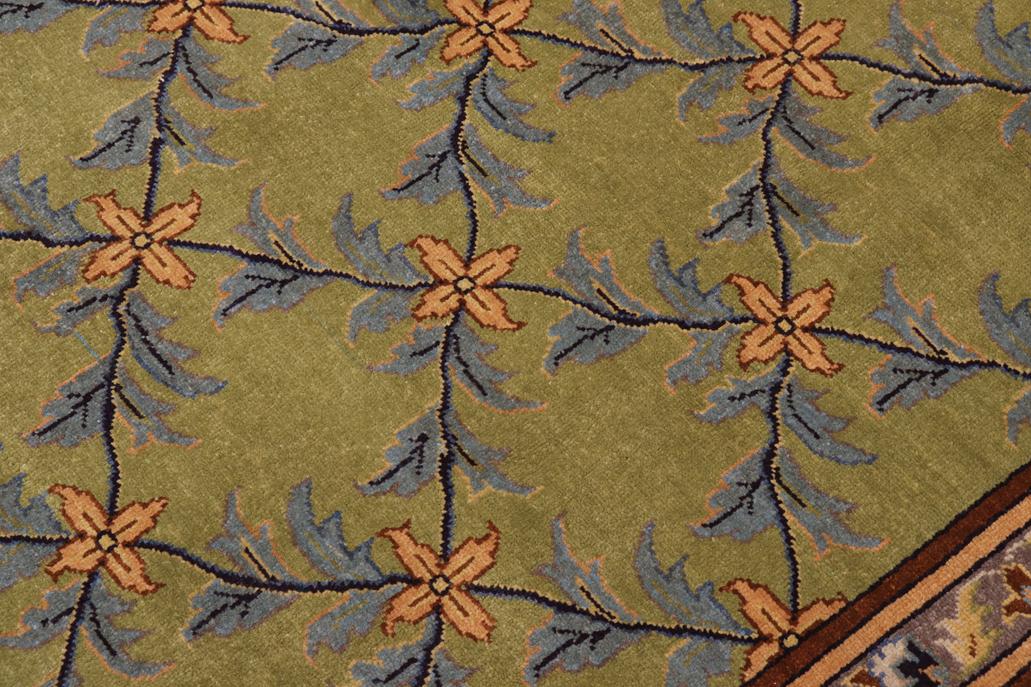 handmade Traditional Kafkaz Lime Green Blue Hand Knotted RECTANGLE 100% WOOL area rug 9'X12'