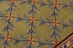 handmade Traditional Kafkaz Lime Green Blue Hand Knotted RECTANGLE 100% WOOL area rug 9'X12'