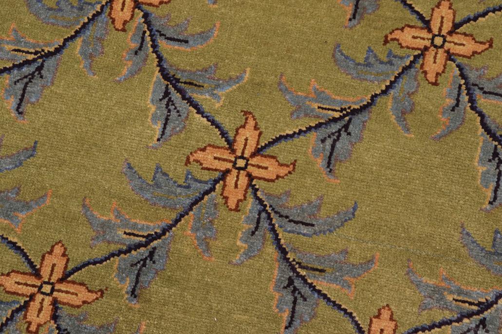 handmade Traditional Kafkaz Lime Green Blue Hand Knotted RECTANGLE 100% WOOL area rug 9'X12'