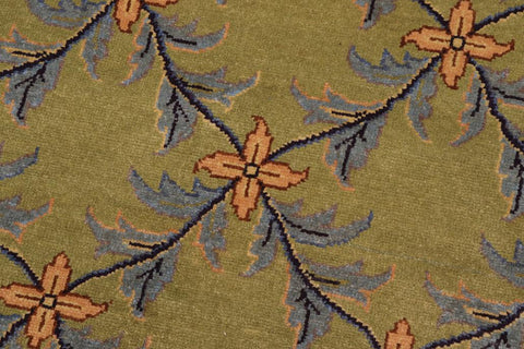 handmade Traditional Kafkaz Lime Green Blue Hand Knotted RECTANGLE 100% WOOL area rug 9'X12'