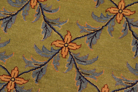 handmade Transitional Kafkaz Lime Green Blue Hand Knotted RECTANGLE 100% WOOL area rug 9' x 12'