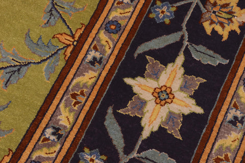 handmade Transitional Kafkaz Lime Green Blue Hand Knotted RECTANGLE 100% WOOL area rug 9' x 12'