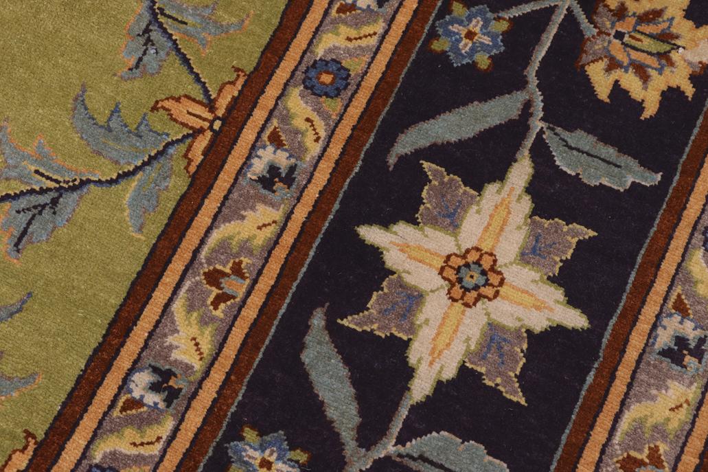 handmade Traditional Kafkaz Lime Green Blue Hand Knotted RECTANGLE 100% WOOL area rug 9'X12'